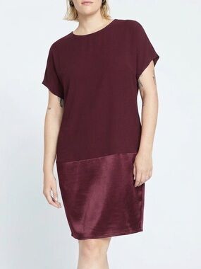 NWT Universal Standard NEW Chic Two-Tone Burgundy Dress Sz S / 14/16